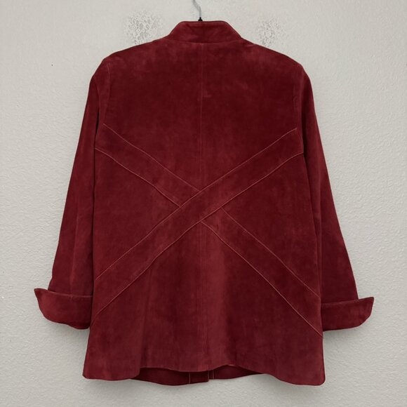 Bob Mackie Wearable Art Jacket Medium Red Suede Gold Embroidered Western Boho - Picture 11 of 16